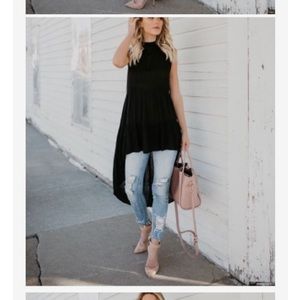 Black mock neck high low top